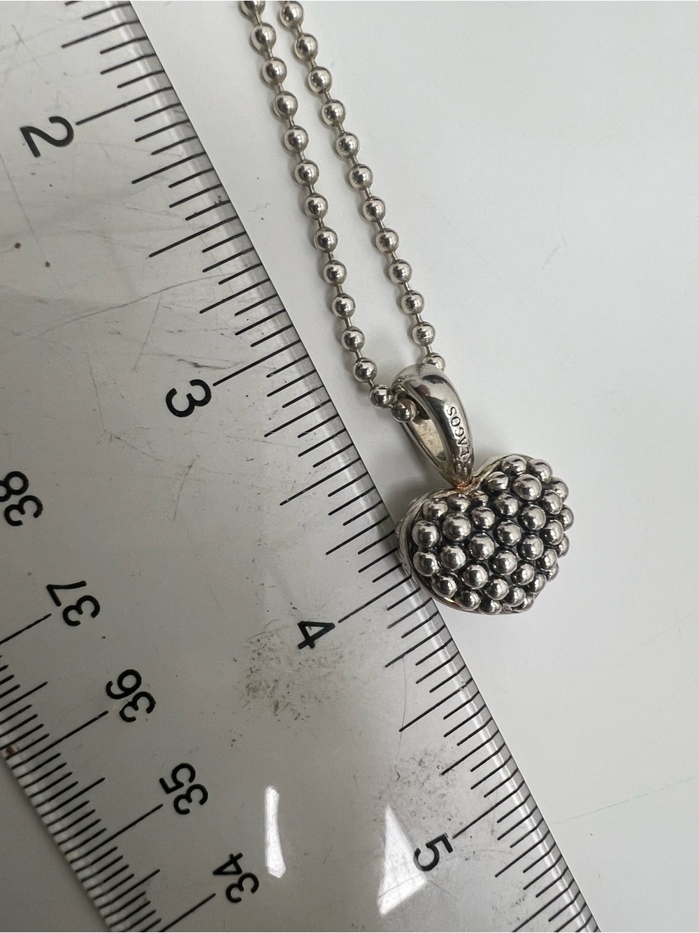 LAGOS Sterling Silver Caviar Beaded Heart Pendant Necklace - Picture 7 of 16